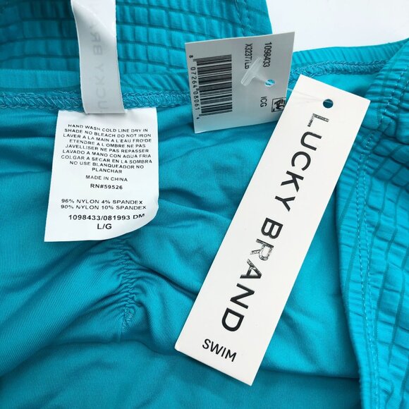 Lucky Brand Golden Wave Textured Hipster Bikini Swim Bottom Teal Blue L - Picture 7 of 8